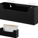 Homaisson Clear Acrylic Mail Holder Box for Desk or Wall Mount, Mail Organizer Countertop, Modern Wall Mounted or Tabletop Mailbox, Letter Storage Organizer Box (Black)