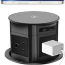 Pop Up Outlet; 15W Wireless Charger, 4 Outlets 1875W USB-A/C PD20W Super Charging 6.5FT 16AWG Cable 3.86 inch Desk Hole Pop Up Power Outlet for Kitchen Countertop,Office Table UL Testing-Black