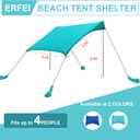 Beach Tent Sun Shelter UPF50+ with Sandbags, Sand Shovel & Windproof Poles - Portable Pop Up Canopy for Beach, Camping, Picnics, Backyard & Fishing (Cyan,6.9x6.5FT)