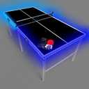 PartyLife 6 ft x 3 ft Ping Pong Table Tennis Table | Mid-Size Portable Folding Indoor Outdoor Foldable Ping Pong Table Tennis Table w/Optional LED Lights (Not a Full Size Table)