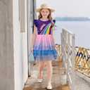 LQSZ Girls Tulle Dresses Princess Flutter Sleeve Tutu Dress for Toddler Girl 3-12 Years (B-blue)