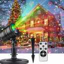 Christmas Projector Lights Outdoor, Waterproof Laser Light with Red & Green Patterns, Remote Control Holiday Projector for House Yard Garden, Outdoor Christmas Decorations (Black)