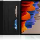 Case for Galaxy Tab S8 Plus/S7 FE/S7 Plus 12.4 Inch PU Leather Cover with Card Slot Pen Holder for (SM-X610/X616B/X800/X806/T730/T736B/T970/T975)- Black