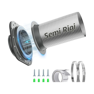 Hon&Guan Magnetic Dryer Vent Coupling Connector Kit DV180 with 4'' 2.6FT Semi Rigid Dryer Vent Hose for Tight Space & Aluminum Foil Tape,2 Clamps (Gray)