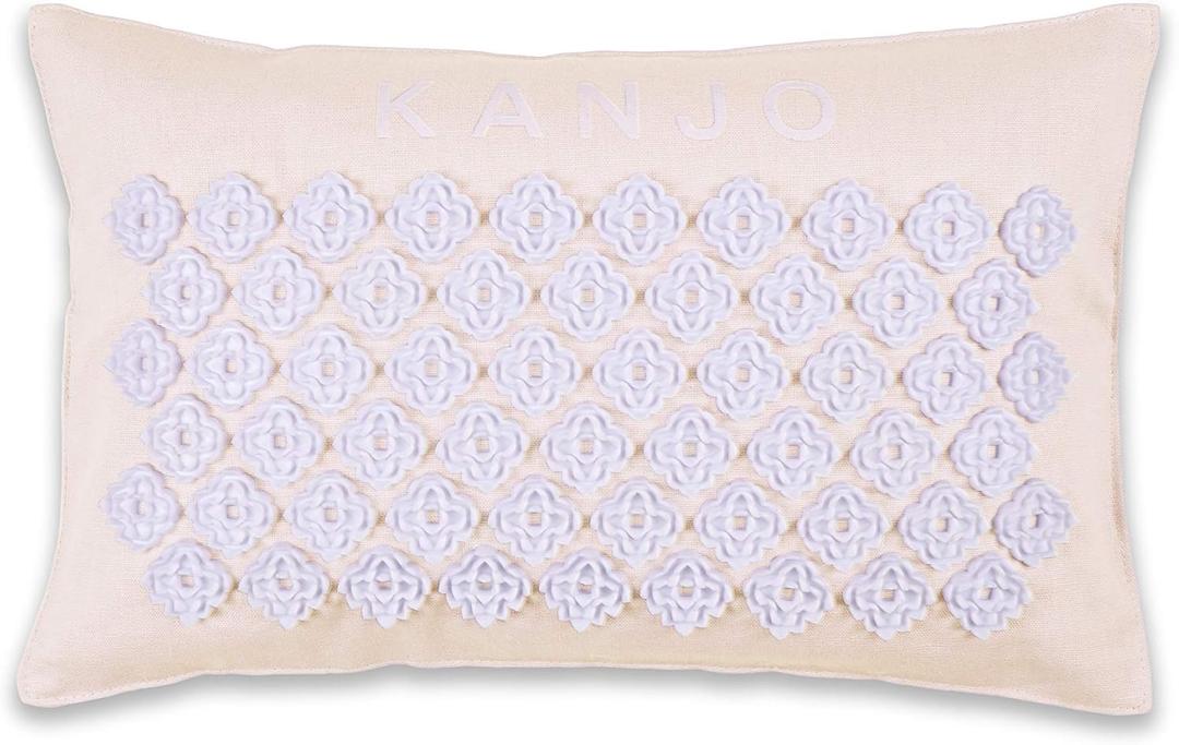 FSA HSA Eligible Kanjo Premium Unscented Acupressure Pillow - 100% Undyed Cotton Linen - Buckwheat Chaff Fill - Relieves Back Pain and Neck Pain