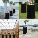 BDDC Cocktail Table Covers - 2 Pack 32"x 43" Black Cocktail Table Tablecloth with Natural Wavy Round Skirt for Bar Wedding Party Banquet