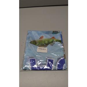 Fishing Theme Happy Birthday Flag Lake Scene with Boat and Fishing Gear for Men Fisherman Booth Supplies