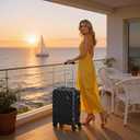 Carry on Luggage Sets,Suitcases with Detachable Wheels,Hardshell 22x14x9 Airline Approved,Durable Travel Luggage Sets with Combination Lock,Carry on Suitcase(20"/DB/TB)