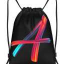Drawstring Bags Initial Drawstring Backpack Sackpack Black Draw String Cinch Bags for Sports, Gym, Travel, Swimming, Beach, Camping, Rainbow Letter A
(M-19.6"*16.5")