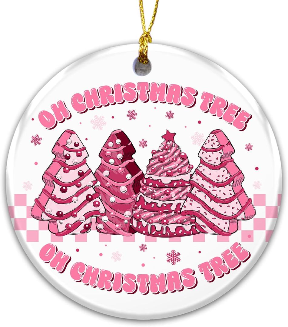 2 x Gift for Girls Ornament 2025, Oh Christmas Tree Ornament  Cute Pink Christmas Tree Decoration, Sweet Treat Cookie, Fun Holiday Dcor Gift for Girls, Friends, or Pink Lovers