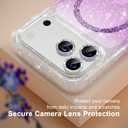 Choiche Magnetic for iPhone 17 Pro Case Women Phone Case, Compatible with Mag-Safe, Cute Bling Sparkly, Military Grade Protection, with Diamond Camera Lens Covers, 6.3-inch, Glitter Clear/Purple