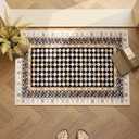 Wonnitar Washable Black Checkered Kitchen Rugs 2x3 Non Slip Door Mat Indoor Entrance, Soft Stain Resistant Brown Kitchen Mats for Floor, Small Throw Rug for Bathroom Entryway Bedroom(Black,2x3)