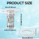 2 Pack Pop-Up Bathroom Sink Stoppers, Universal 3-in-1 Sink Plug with Removable Filter Basket Fits 1.1"1.26" Drain Holes, Haircatcher Drain Strainer for Sinks Wash Basin & Floor Drains