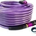 SANFU Polyurethane(PU) Air Hose 1/4-Inch x 100ft Reinforced, lightweight, Flexible, 300PSI With 1/4 Swivel Aluminum Universal 3IN1 Coupler and Plug, 1PCS Safety Coupler, Bend Restrictor