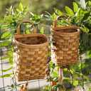 Cabilock Handwoven Wicker Hanging Basket 9.84 X 6.69 X 10.62In Rustic Wall Storage Planter for Kitchen Vegetables Fruits and Flower Display