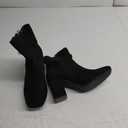 Mysoft Women's Ankle Boots Square Toe Side Zipper GoGo Boots Chunky Block Heel Mid Calf Low Heeled Short Booties (7.5, Black)