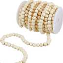 Waydress Christmas Wooden Bead Garland Rustic Farmhouse Garland Xmas Tree Bead Ornaments for Christmas Decorations, Total of 26 Feet(Wooden Color)