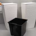 Mueller M-Resin Heavy Duty Tall Planters for Outdoor Plants, Indoor Grande Plant Pots, Boxes, Trees, Flower Pots, 2-Piece Set, 24, Modern Design, Built-in Drainage, Front Porch Decor, White (24 x 11.5")