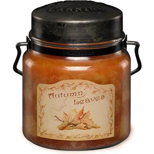 McCalls Candles | Autumn Leaves | 16 oz Scented Candle | USA-Poured | Vintage Rustic Jar with Carrying Handle | Hazelnut, Cinnamon Bark & Vermont Maple Fragrance