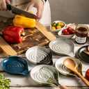 Spoon Rest, Large Ceramic Spoon Holder for Stove Top, Heat-Resistant Cooking Spoon Rest for Kitchen Counter Decor, 5 Inches (Gray)