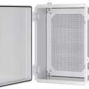 Gratury Junction Box, IP67 Waterproof Plastic Enclosure for Electrical Project, Hinged Grey Cover, Includes Mounting Plate and Wall Bracket (Grey Cover, 14.6"×10.6"×5.9")