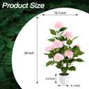 3FT Artificial Hydrangea Tree 2 Pack, Realistic Faux Hydrangea Plants in Pot with Pink Flowers, Lifelike Faux Greenery Home Indoor Outdoor Front Porch Garden or Wedding, Pink