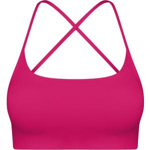 Womens Backless Padded Sports Bra Low Impact for Yoga Pilates Stretching Lightweight Workout Crop Top with Removable Cups (Red)-6