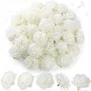 50 Pcs Artificial Flowers, 3.2 Inches Silk Rose Head Flowers Fake No Stem for Wedding Bridal Bouquet Home Floral Decor DIY Centerpieces Arrangements Party Tables Decorations(White)