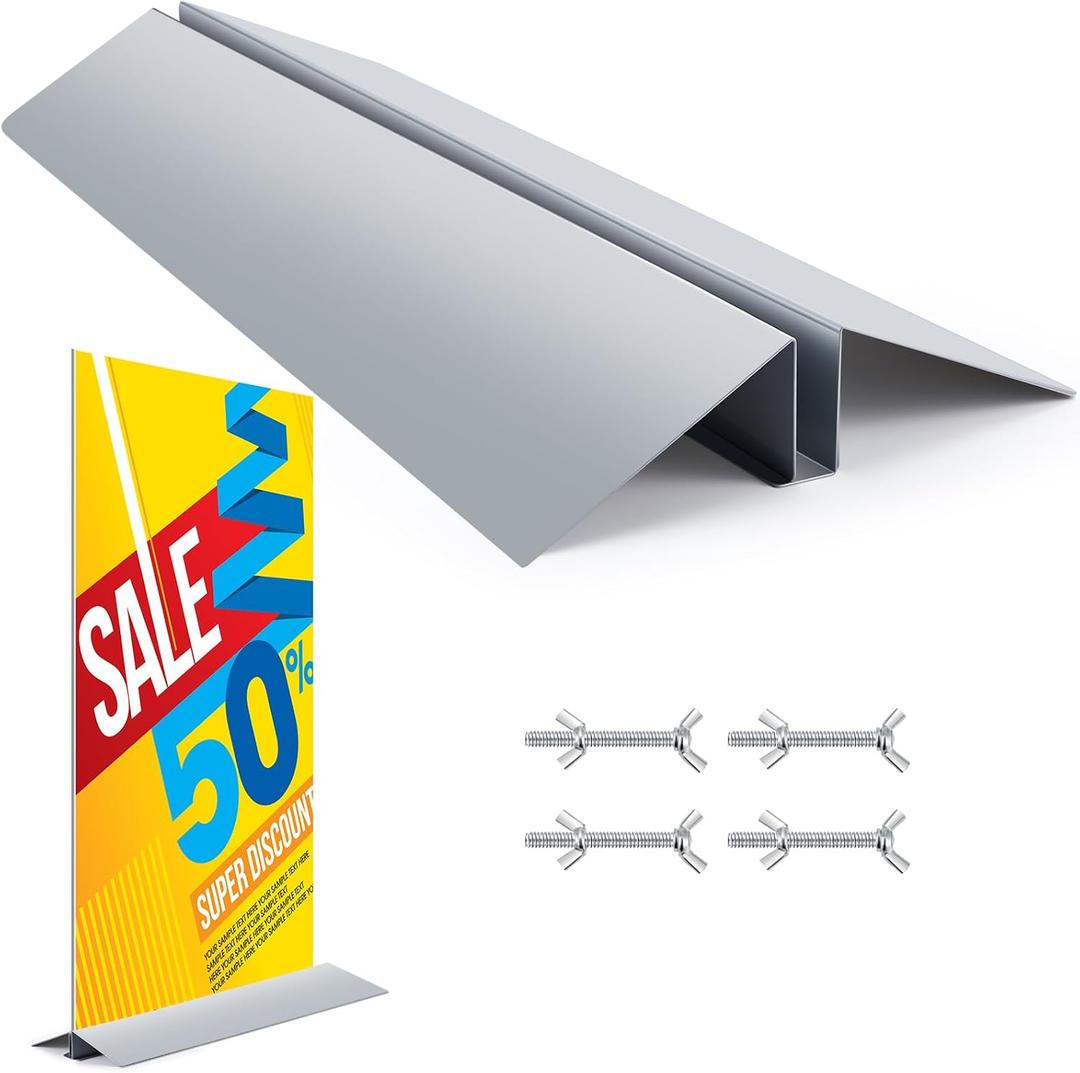 Blulu Metal Floor Sign Stand Holder Fits 36" Wide Board up to 72" Tall Graphic Floor Standing Display Stand for Composite Foam Board, Acrylic Glass Sign, Base Only