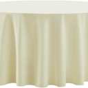 Round Tablecloth 132 Inch 2 Pack Ivory Tablecloths Washable Decorative Linen Polyester Table Clothes Cover for Dining Table Banquets Buffet Parties and Wedding