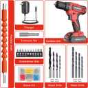 PULITUO Cordless Drill Set, 20V Electric Power Drill with Battery And Charger, 30N.m and 21+1 Torque, 2 Variable Speeds, with 59pcs Drill Driver Bits Kit, Screws Set(Red)