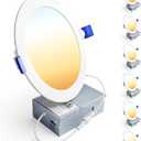 Ensenior 6 Pack 6 Inch LED Recessed Light, Dimmable, 2700K-5000K 5CCT, 1200LM High Brightness, 12W 120V, Damp Rated, ERL-12X-ETL, Ultra-Thin Canless Wafer Ceiling Light - ETL & FCC & IC (5000k/4000k/3500k/3000k/2700k - 5cct White)