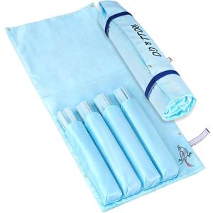 FUYIHGL Mahjong Rack with Pushers Storage Bag - Roll & Go Pink Canvas Sleeve Organizer Fits 4 Racks & Pushers - Travel Mah Jong Accessories and Gifts for Club Party | Rack Carrier Pouch Only (Blue)