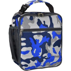 Insulated Lunch Bag, Leakproof Portable Box for Women Men Boys Girls, Large Capacity Cooler Bag with Handle and Bottle Pocket for Office School Camping Hiking Outdoor Beach Picnic (Camo Blue)