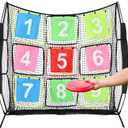 Disc Golf Net Portable Disc Training Net with 9 Target Multifunctional Practice Net Disc Golf Target Net for Backyard Indoor Outdoor Game,7ft x 7ft