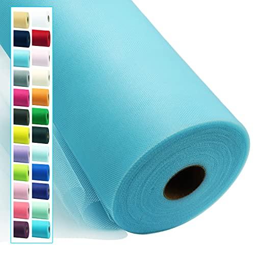 Light Blue Tulle Fabric Rolls 54 Inch by 40 Yards Tulle Bolt Spool for Wedding Decorations DIY Tutu Baby Shower Table Skirt Ceiling Decor Birthday Party Craft Supplies