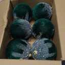 6PCS Dark Green Velvet Christmas Balls, 4 Inch Velvet Ornaments for Christmas Tree Glitter Shatterproof Flocked Ornaments Ball Hanging Ornaments for Indoor Holiday Wedding Party