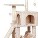 Cute Cat Tree Tower for Indoor Cat Tower with Scratching Post Modern Activity House Hammock Hanging Ball Condo with Board Beige (40.7")