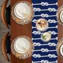 Nautical Knot Table Runner 36 Inches Short, Cotton Linen Small Short Kitchen Dining Coffee Table Runners Dresser Dcor, Burlap Runner for Table, Wedding, Party Ocean Beach Sailboat Navy Blue