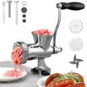 VEVOR Manual Meat Grinder, 304 Stainless Steel Hand Crank Meat Mincer with Steel Table Clamp, Sausage Stuffer with 2 Cutting Plates & Sausage Tube, Food Grinder for Beef Chili Pork Kitchen Tabletop