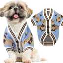ABRRLO Small Dog Sweaters Cute Bear Dog Cardigans Clothes for Small  Dogs Boy Girl Puppy Cat Knitting Cardigan Outfits Dogs Winter Coats Warm Pet Doggy Clothes Soft Knitwear Apparel (Blue,S)