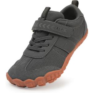 KUBUA Boys Girls Sneakers Kids Barefoot Shoes Comfort Anti-Slip Walking Shoes for Indoor Outdoor Toddler Little Big Kid (Dark Grey) 3.5