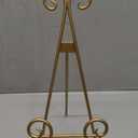 Red Co. Decorative Curved Plate Stand and Art Holder Easel in Old Gold Finish - 13"