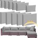 Patelai 11 Pcs Waterproof Patio Cushion Covers for Outdoor Sectional Furniture Wicker Rattan Patio Sofa Couch Chair Seat Pillow Slipcovers, 3 Sizes Covers Only (25.4 x 25.4X 3.54,Light Gray)