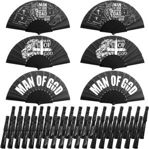 Threehoney 36 Pcs Father Day Church Gift Bulk Man of God Foldable Hand Fan Gifts Bulk Christian Appreciation Gift for Men Pastor Father's Day Coworker Team Church Party Favors