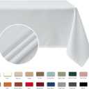 Maxmill Rectangle Tablecloth Weaved Pattern Waterproof Spillproof Wrinkle Free Table Cloth, Kitchen Dining Tabletop Decoration, Fabric Table Cover for Holiday Parties, 52 x 70 Inch, White