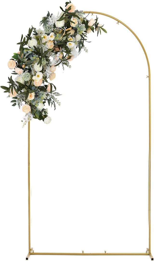 Vincidern 6.6 FT Wedding Arch Backdrop Stand for Parties, Balloon Arch Stand, Wedding Arches for Ceremony, Metal Arch Backdrop Stand for Bridal Baby Showers, Birthday Party Decoration Door Frame Gold