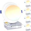 Ensenior 4 Pack 6 inch Gimbal Led Recessed Lighting, 90 Rotatable and 5CCT Selectable, Dimmable Eyeball Recessed Lights, Canless Angled Adjustable Ceiling Downlight, 1200LM, 12W=115W-FCC Certified