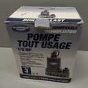 Superior Pump 91570 3300GPH Thermoplastic Submersible Utility Pump with 10-Foot Cord, 1/2 HP