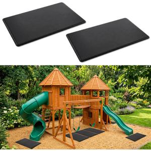 2 Pack Outdoor Playground Safety Mats, Black, 39" L x 20" W